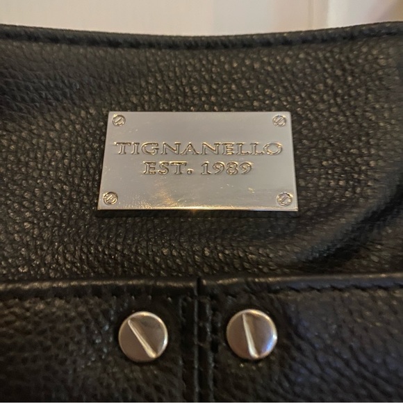 Tignanello Black Leather Satchel - Picture 6 of 10